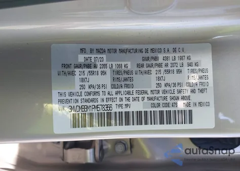 2023 Mazda Cx-30 2.5 S Select from USA, damaged, VIN 3MVDMBBM1PM578356